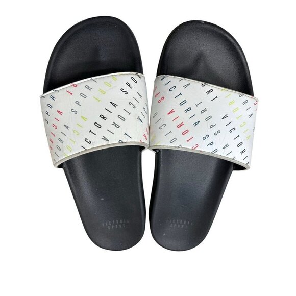 Victoria Secret Slides Sports Sandals Wedge Logo Spellout Women’s Size Medium - Picture 1 of 4